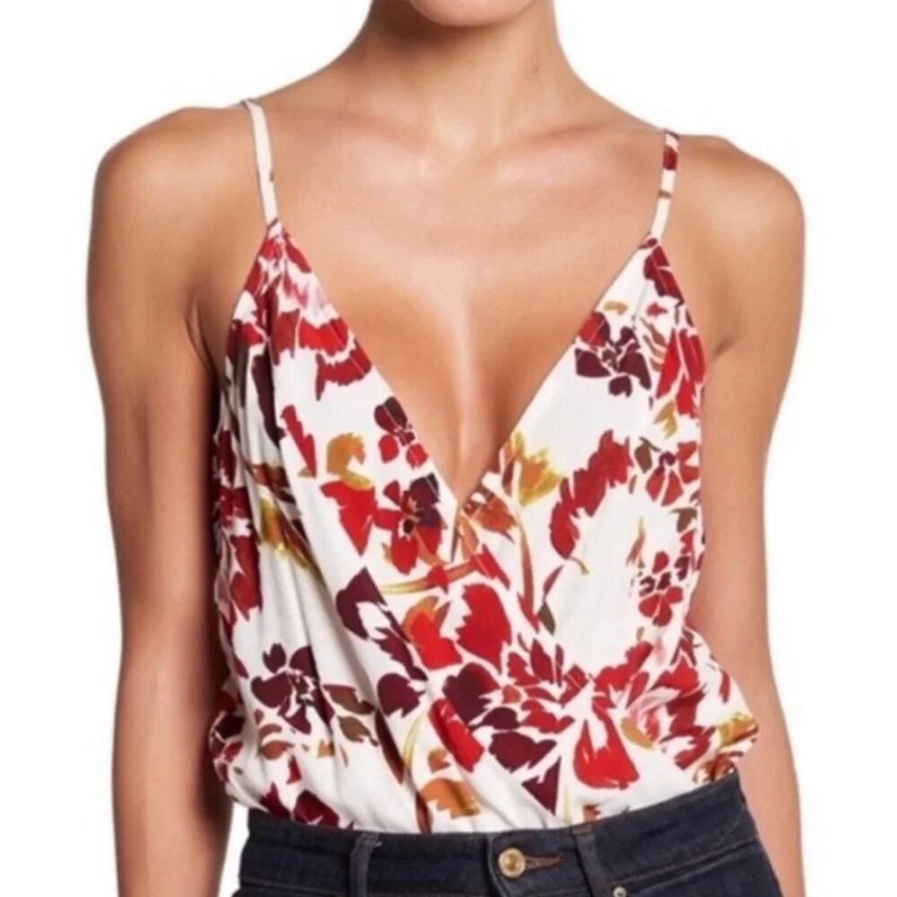 Lovers + Friends Floral Bodysuit - Red and White - Size XS